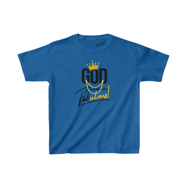 God Made Me Fabulous Youth T-Shirt- Gold