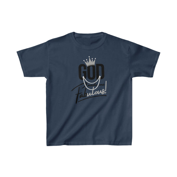 God Made Me Fabulous Youth T-Shirt-silver