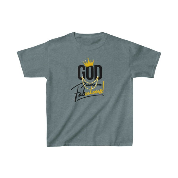 God Made Me Fabulous Youth T-Shirt- Gold