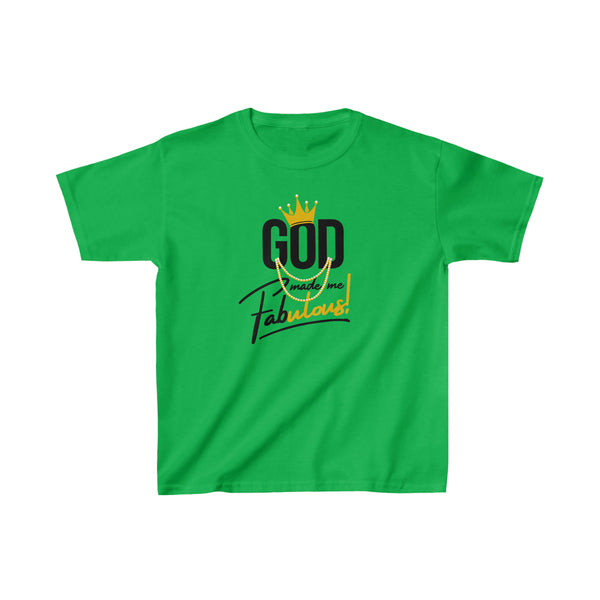 God Made Me Fabulous Youth T-Shirt- Gold