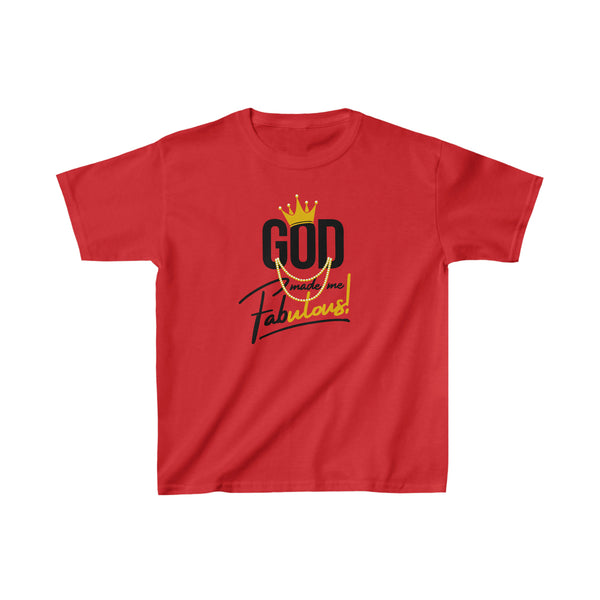 God Made Me Fabulous Youth T-Shirt- Gold