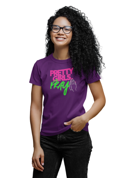 Pretty Girls Pray Unisex Tee- Pink & Green