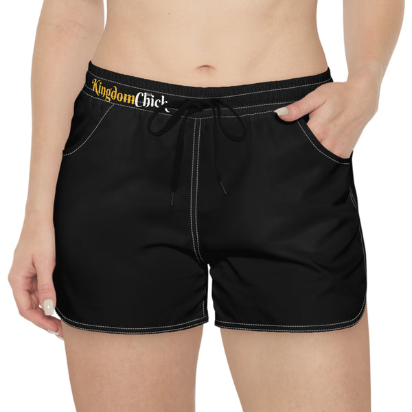 Black Women's Casual Running Shorts — Lightweight Athletic Lounge Shorts