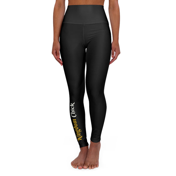 High-Waist Yoga Leggings — "Kingdom Chick" Side Script