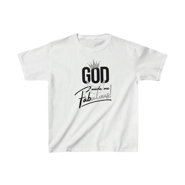 God Made Me Fabulous Youth T-Shirt-silver
