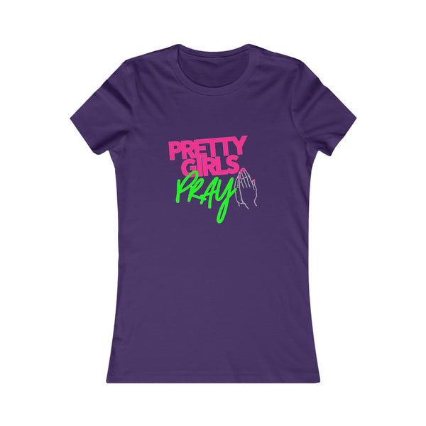 Pretty Girls Pray Fitted Tee- Pink & Green
