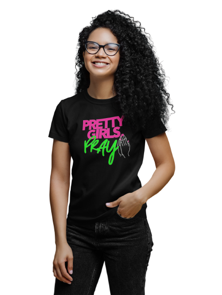Pretty Girls Pray Unisex Tee- Pink & Green